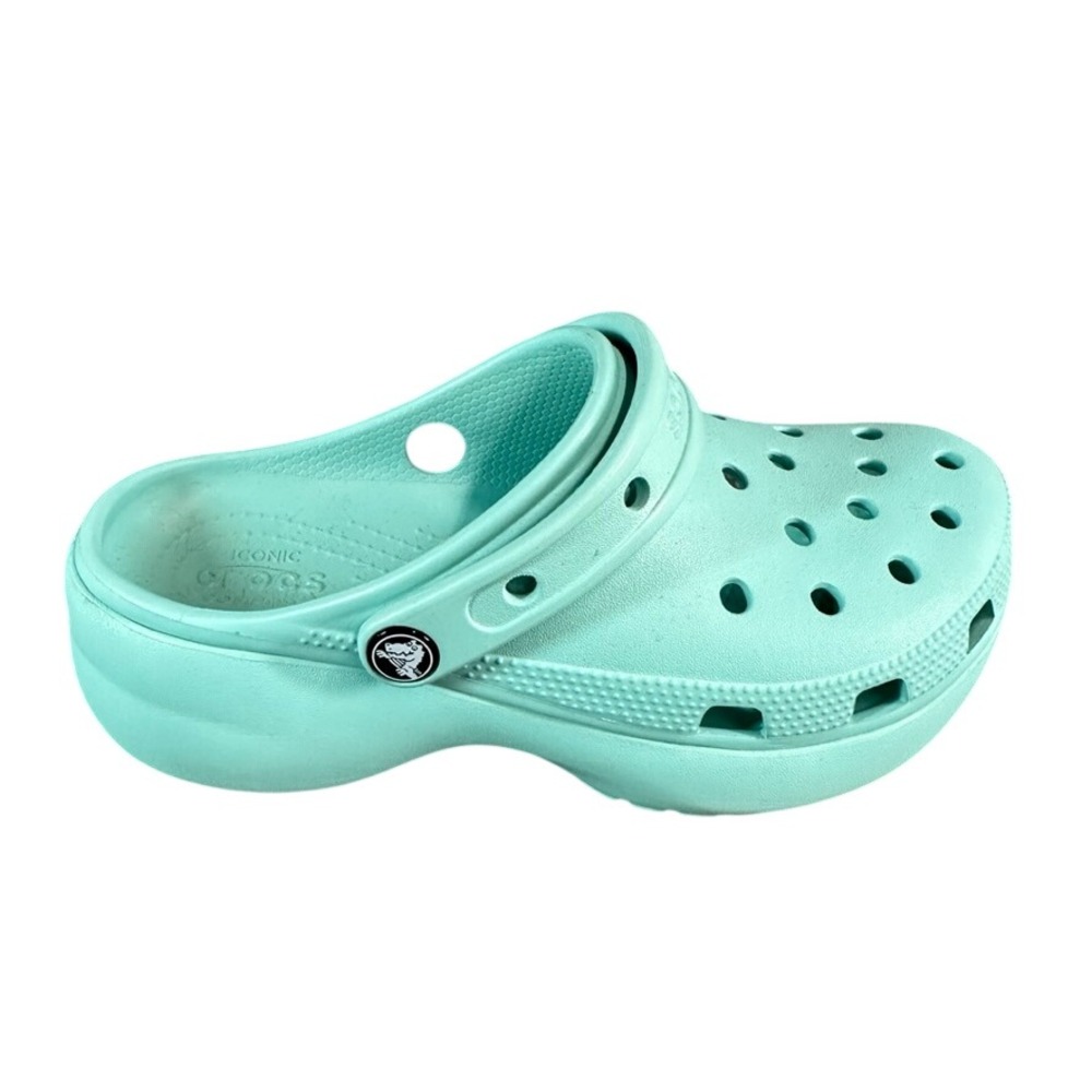 Crocs Classic Platform Clogs Mint Green Aqua Women Platform Sandals 7